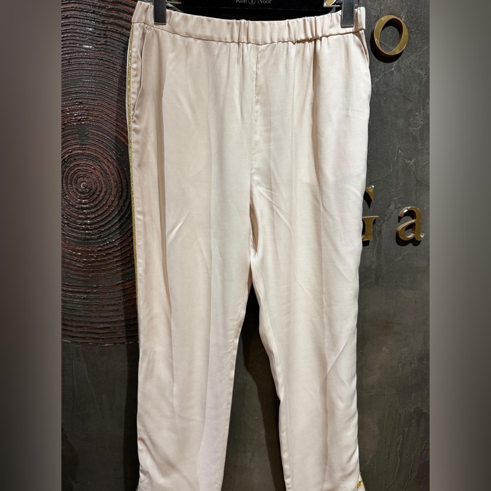 NWT By Malene Birger Capsule wardrobe Cream Satin Pants Size EU 38